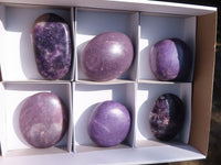 Polished Extra Large Purple Lepidolite Palm Stones  x 6 From Zimbabwe - Toprock Gemstones and Minerals 