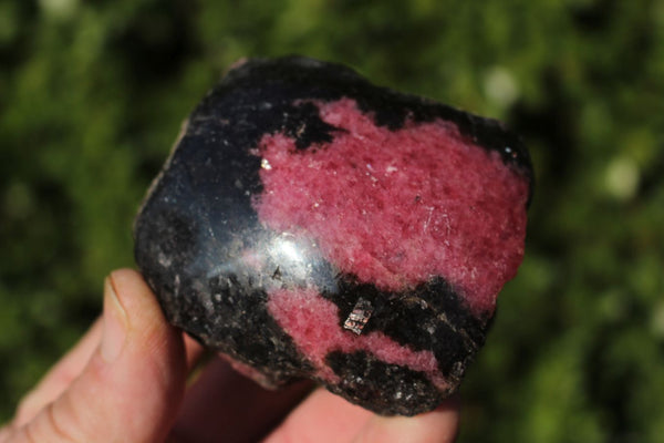 Polished One Sided Pink Rhodonite with Chromite Specimens  x 4 From Madagascar - TopRock