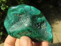 Polished Malachite Free Forms With Stunning Flower & Banding Patterns x 3 From Congo - TopRock