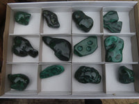 Polished Small Malachite Free Forms With Nice Flower & Banding Patterns x 12 From Congo - TopRock