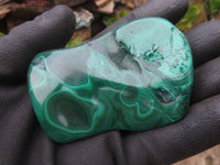 Polished Small Malachite Free Forms With Nice Flower & Banding Patterns x 12 From Congo - TopRock