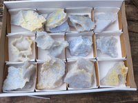 Natural Etched Blue Chalcedony Specimens  x 12 From Malawi - Toprock Gemstones and Minerals 