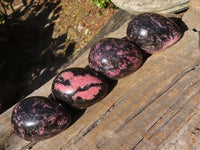 Polished Extra Large Rhodonite Gemstone Eggs x 4 From Madagascar