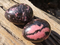 Polished Extra Large Rhodonite Gemstone Eggs x 4 From Madagascar