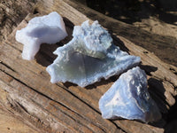 Natural Etched Blue Chalcedony Specimens  x 3 From Nsanje, Malawi