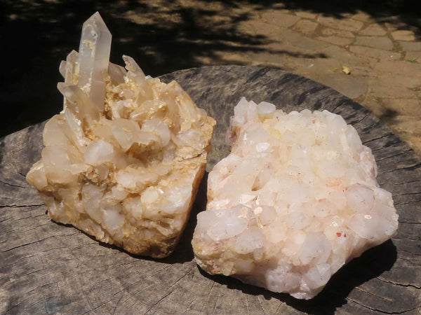 Natural White Quartz Clusters  x 2 From Madagascar - TopRock