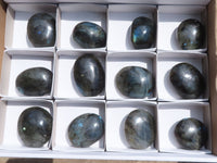 Polished Flashy Labradorite Palm Stones  x 12 From Tulear, Madagascar - TopRock