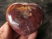 Polished Petrified Red Podocarpus Wood Hearts  x 3 From Mandrosonoro, Madagascar - TopRock