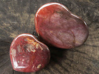 Polished Petrified Red Podocarpus Wood Hearts  x 3 From Mandrosonoro, Madagascar - TopRock