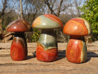 Polished Mini Polychrome / Picasso Jasper Mushrooms  x 35 From Madagascar