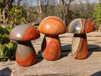 Polished Mini Polychrome / Picasso Jasper Mushrooms  x 35 From Madagascar