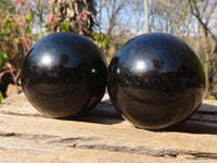 Polished Schorl Black Tourmaline Spheres x 4 From Madagascar