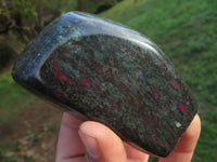 Polished Fluorescent Ruby Corundum In Chrome Verdite Free Forms x 3 From Zimbabwe - TopRock