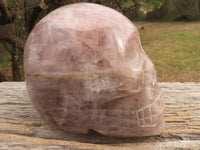 Polished Hand Carved Rose Quartz Skull With Rainbow Inclusions  x 1 From Madagascar - TopRock