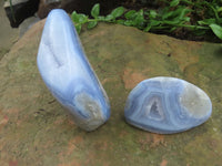 Polished Blue Lace Agate Standing Free Forms  x 2 From Nsanje, Malawi - Toprock Gemstones and Minerals 