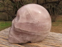 Polished Hand Carved Rose Quartz Skull With Rainbow Inclusions  x 1 From Madagascar - TopRock