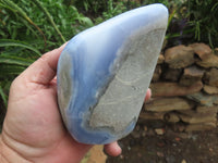 Polished Blue Lace Agate Standing Free Forms  x 2 From Nsanje, Malawi - Toprock Gemstones and Minerals 