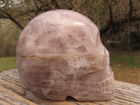 Polished Hand Carved Rose Quartz Skull With Rainbow Inclusions  x 1 From Madagascar - TopRock