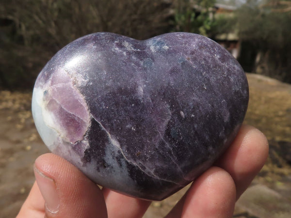 Polished Dark Purple Lepidolite Hearts  x 6 From Madagascar - TopRock