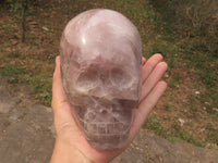 Polished Hand Carved Rose Quartz Skull With Rainbow Inclusions  x 1 From Madagascar - TopRock