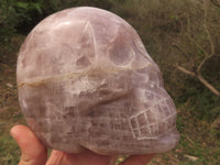 Polished Hand Carved Rose Quartz Skull With Rainbow Inclusions  x 1 From Madagascar - TopRock