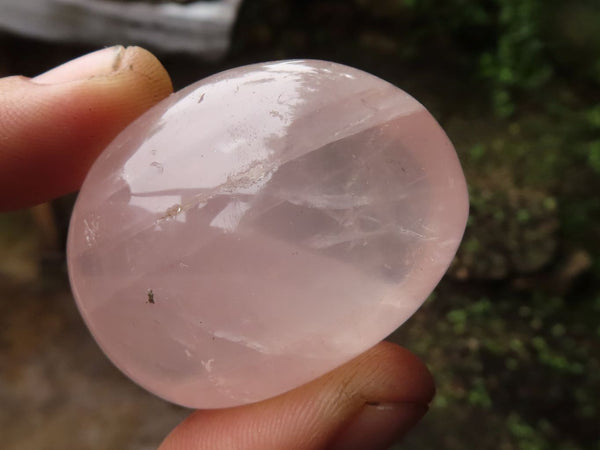 Polished Gemmy Pink Rose Quartz Palm Stones  x 24 From Madagascar - TopRock