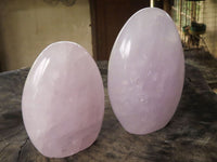 Polished Rare Blue Rose Quartz Standing Free Forms  x 2 From Ambatondrazaka, Madagascar - TopRock