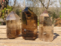 Polished Wispy Phantom Smokey Quartz Points x 20 From Madagascar