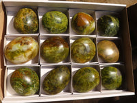 Polished Green Opal Galet / Palm Stones x 12 From Antsirabe, Madagascar