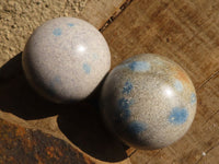 Polished Blue Spotted Spinel Quartz Spheres x 6 From Madagascar