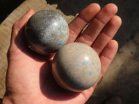 Polished Blue Spotted Spinel Quartz Spheres x 6 From Madagascar