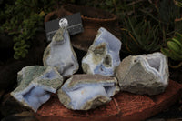 Natural Blue Lace Agate Geode Specimens  x 5 From Nsanje, Malawi - TopRock