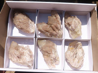 Natural Smokey White Phantom Quartz Clusters  x 6 From Luena, Congo - Toprock Gemstones and Minerals 