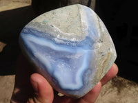 Polished Blue Lace Agate Standing Free Forms  x 3 From Nsanje, Malawi - Toprock Gemstones and Minerals 