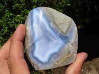 Polished Blue Lace Agate Standing Free Forms  x 3 From Nsanje, Malawi - Toprock Gemstones and Minerals 