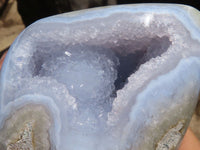 Polished Blue Lace Agate Standing Free Forms  x 3 From Nsanje, Malawi - Toprock Gemstones and Minerals 