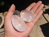 Polished Girasol Pearl Quartz Palm Stones  x 12 From Ambatondrazaka, Madagascar - TopRock