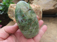 Polished Small Green Chrysoprase Standing Free Forms  x 5 From Madagascar - Toprock Gemstones and Minerals 