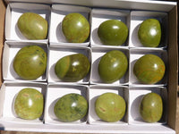 Polished Green Opal Palm Stones  x 12 From Antsirabe, Madagascar - Toprock Gemstones and Minerals 