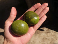 Polished Green Opal Palm Stones  x 12 From Antsirabe, Madagascar - Toprock Gemstones and Minerals 