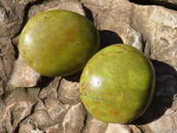 Polished Green Opal Palm Stones  x 12 From Antsirabe, Madagascar - Toprock Gemstones and Minerals 