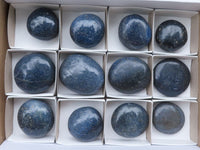 Polished Blue Lazulite Palm Stones  x 12 From Madagascar - TopRock