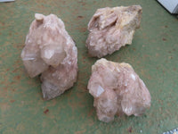 Natural Clear Cascading White Phantom Quartz Clusters  x 3 From Luena, Congo - Toprock Gemstones and Minerals 