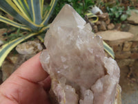 Natural Clear Cascading White Phantom Quartz Clusters  x 3 From Luena, Congo - Toprock Gemstones and Minerals 