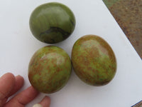 Polished Green Opal Palm Stones  x 12 From Madagascar - Toprock Gemstones and Minerals 