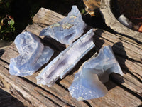 Natural Etched Blue Chalcedony Specimens  x 4 From Nsanje, Malawi