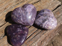 Polished Purple Lepidolite Hearts  x 6 From Madagascar - Toprock Gemstones and Minerals 