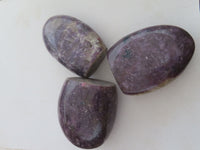 Polished Purple Lepidolite Standing Free Forms  x 3 From Madagascar - Toprock Gemstones and Minerals 