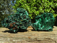 Natural Chatoyant Silky Malachite Specimens  x 2 From Congo - Toprock Gemstones and Minerals 