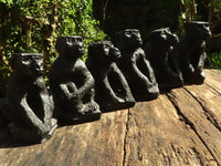 Polished  Black Soap Stone Baboons - Medium - Sold per piece - From Zimbabwe - TopRock